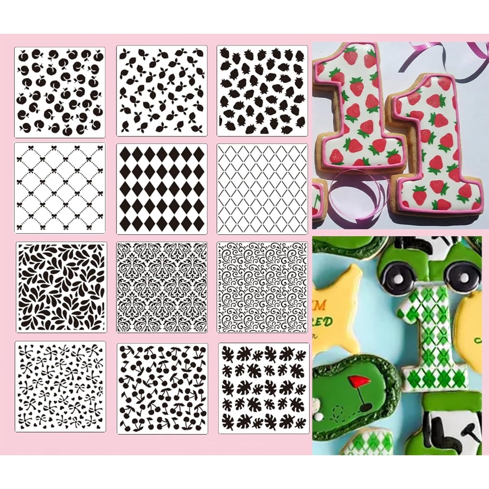 Cookies Pack - Conjunto de 12 Stencils para Biscoitos:
